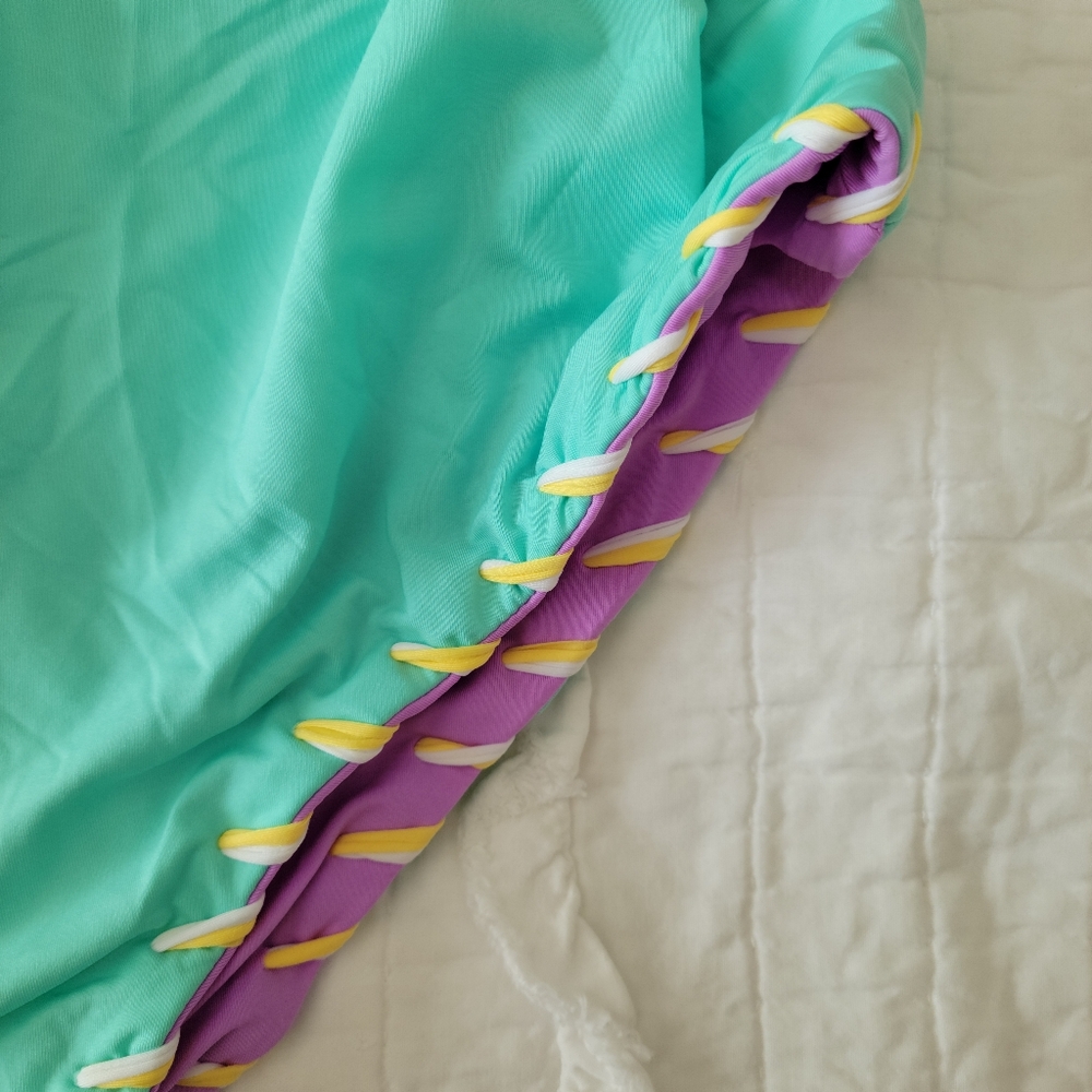Becca Reversible Deep V Lacie Swimsuit M Aqua & Lilac NWT 🧜🏽‍♀️ Mermaid Colors - Picture 9 of 10
